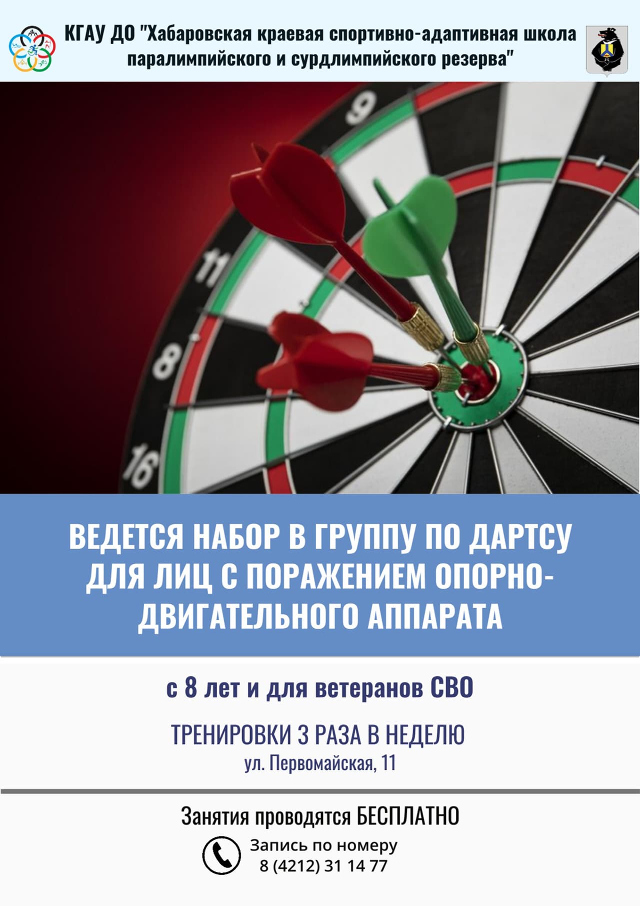 Набор в группу по дартсу для лиц с поражением опорно-двигательного аппарата